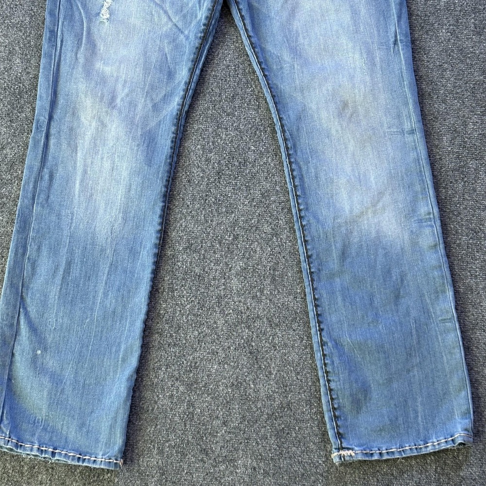 True Religion Ricky Relaxed Straight Jeans Mens 36x34 Blue Light Wash Distressed - Picture 10 of 16